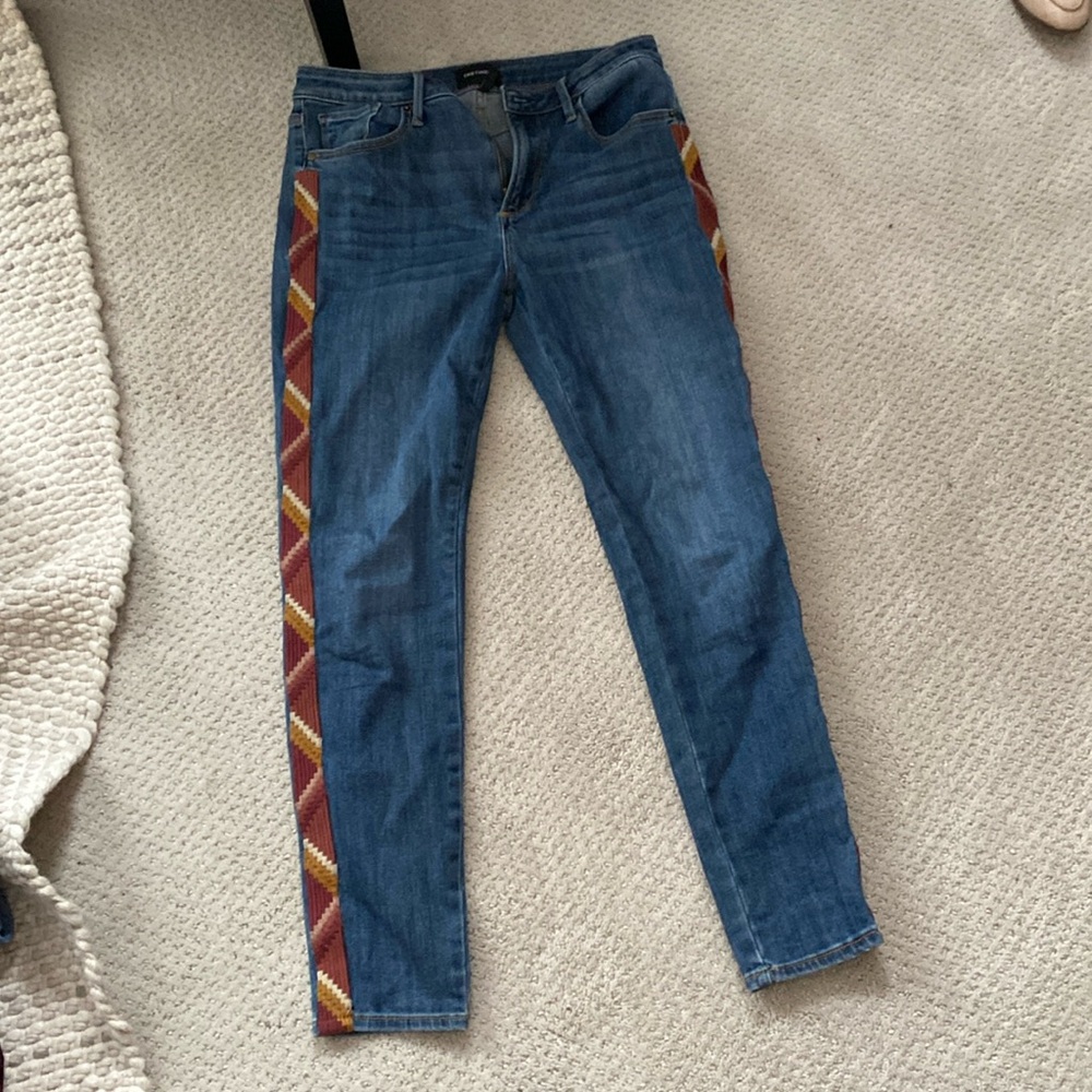 Driftwood jeans with embroidered stripes